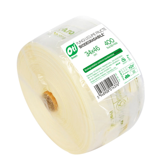 Pungi legume/fructe biodegradabile cf standard EN13432, 34x46 cm, 400 buc./rola