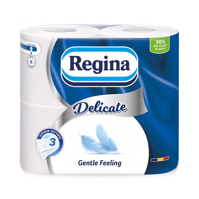 Hartie igienica Regina, rola mare, decorated, 3 straturi, 4 role/pach.
