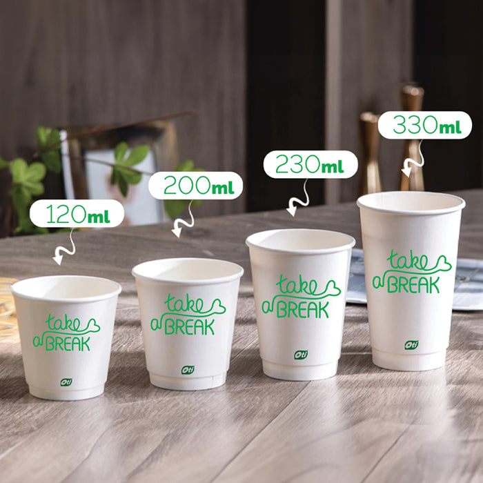 Pahare carton, Oti Green, 8 oz, 230 ml, 50 bucati/set