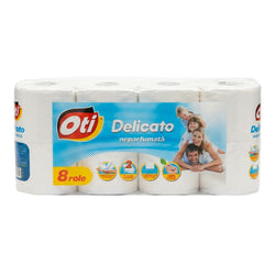 Hartie igienica OTI Delicato, 2 straturi, 8 role, neparfumata