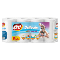 Hartie igienica OTI Delicato, 2 straturi, 8 role, parfum lavanda