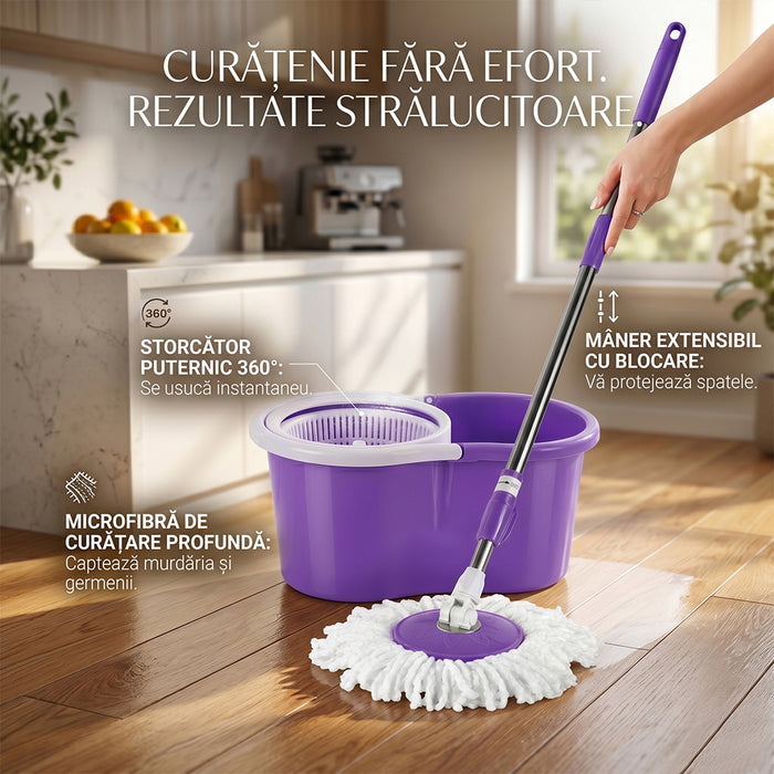 Mop Turbion - Galeata cu centrifuga si mop, 1 rezerva
