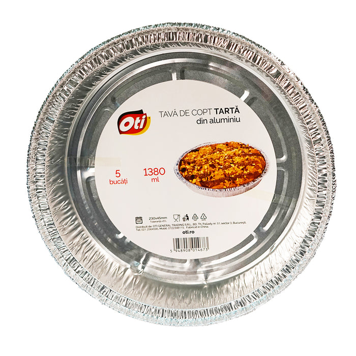 Tava din aluminiu pentru copt tarta, 1380 ml, 5 buc./set