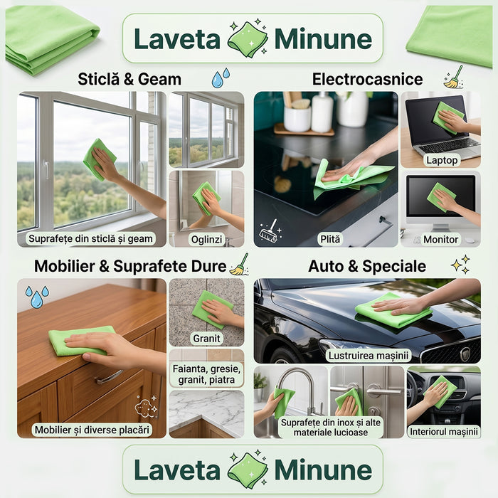 Laveta minune, microfibra, 40x31 cm, 2 buc./set