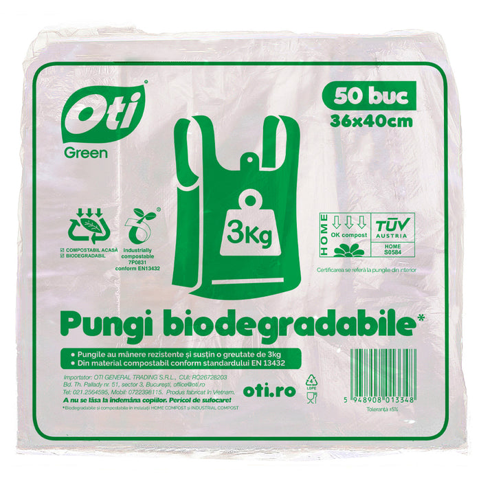 Pungi biodegradabile cf standard EN13432, 36x40cm, 3kg, 50 buc./set